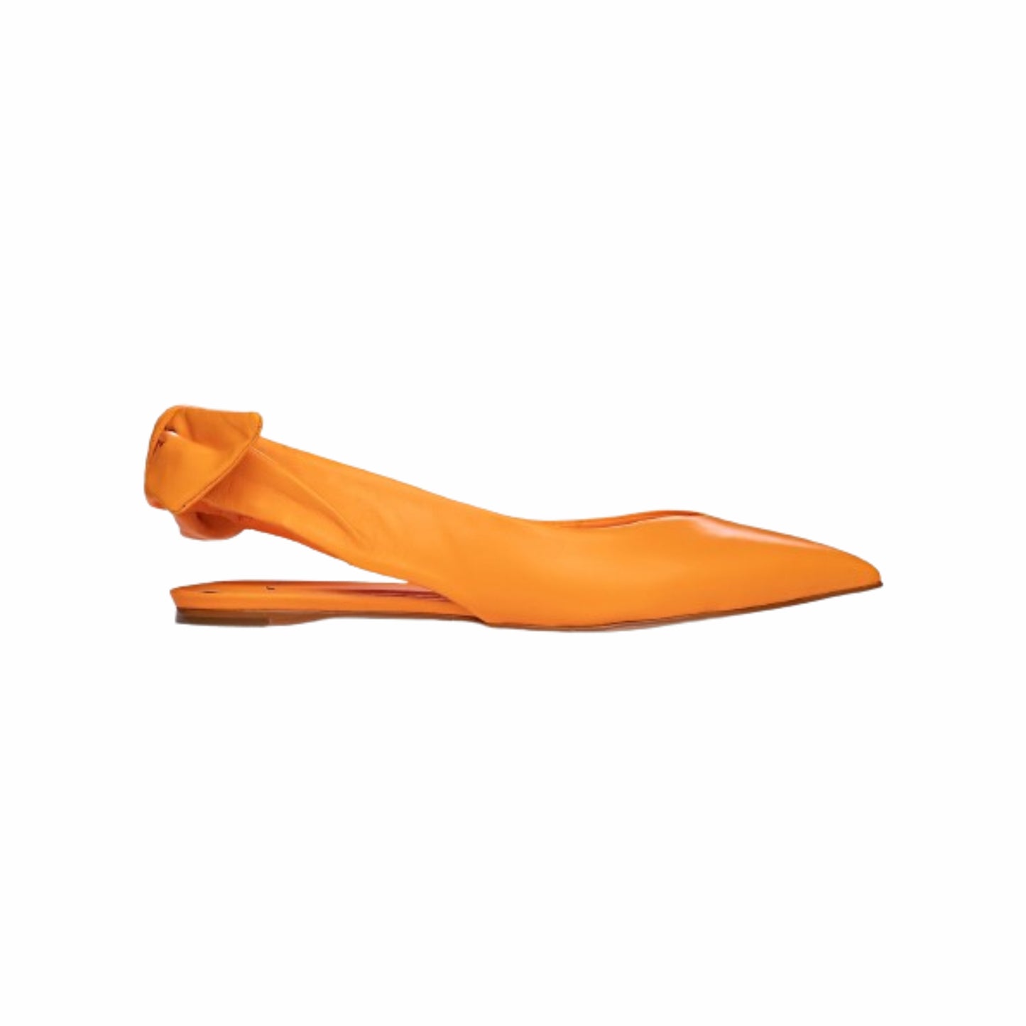 Sapatilha Slingback Lace Couro Tangerine